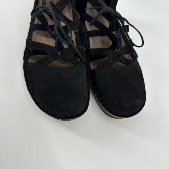 Naot Suede‎ Calathea Lace Cut Out Black Size 41 Crisscross Velvet Nubuck Sandal - Picture 4 of 10